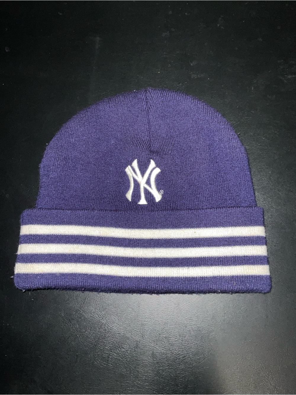 Vintage 90s New York Yankees Adidas Striped Cuffed Beanie Hat Taiwan